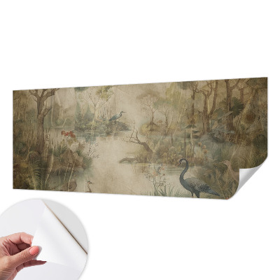 Self-adhesive photo wallpaper with a forest scene