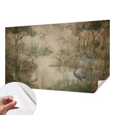 Self-adhesive photo wallpaper with a forest scene