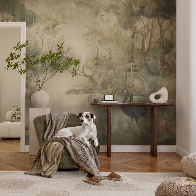 Self-adhesive photo wallpaper with a forest scene