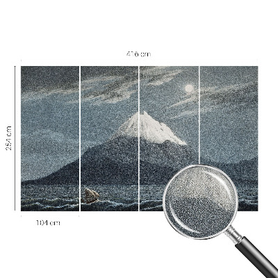 Removable wall mural wallpaper with a moonlit night design