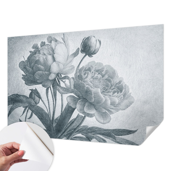 Removable wall mural with a floral chic design