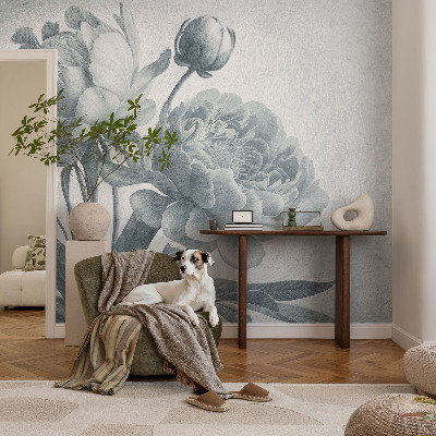 Removable wall mural with a floral chic design