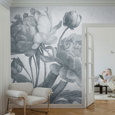 Removable wall mural with a floral chic design