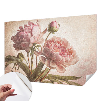 Stick-on wall mural with a delicate peony motif