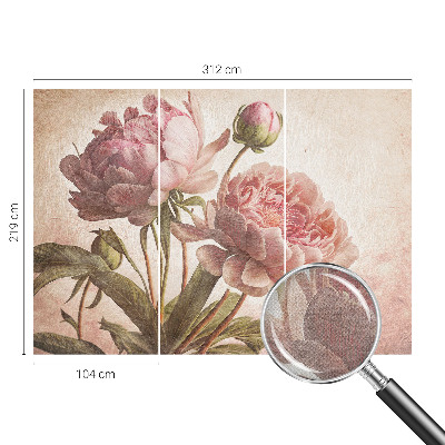 Stick-on wall mural with a delicate peony motif