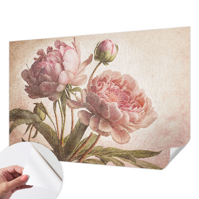Stick-on wall mural with a delicate peony motif