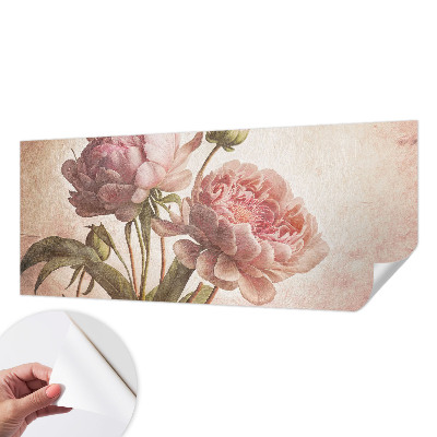 Stick-on wall mural with a delicate peony motif
