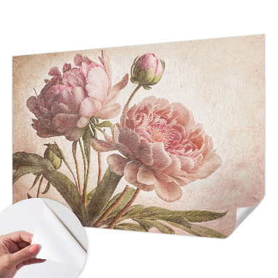 Stick-on wall mural with a delicate peony motif