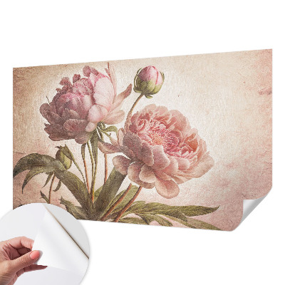 Stick-on wall mural with a delicate peony motif