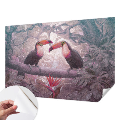 Removable wall mural wallpaper with an exotic couple motif