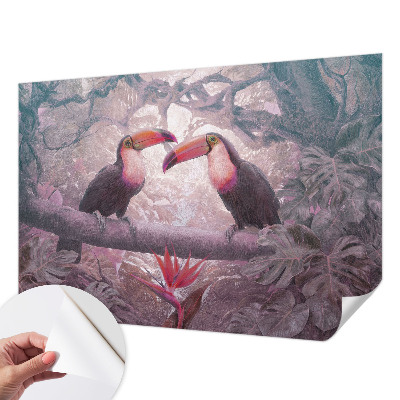 Removable wall mural wallpaper with an exotic couple motif