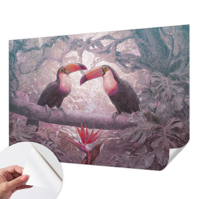 Removable wall mural wallpaper with an exotic couple motif