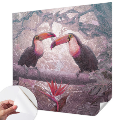 Removable wall mural wallpaper with an exotic couple motif