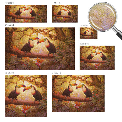 Peel and stick wall mural for living room with a colorful toucan design