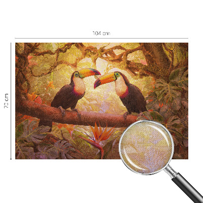 Peel and stick wall mural for living room with a colorful toucan design