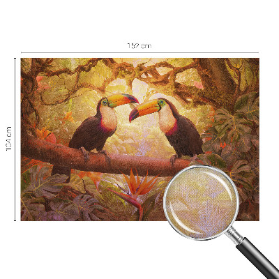 Peel and stick wall mural for living room with a colorful toucan design