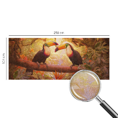 Peel and stick wall mural for living room with a colorful toucan design