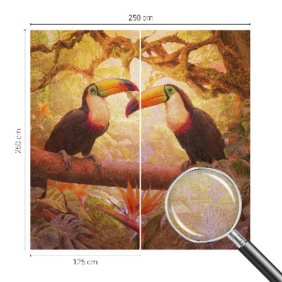 Peel and stick wall mural for living room Colorful toucans