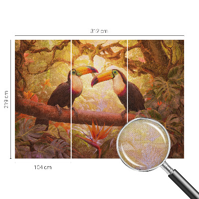 Peel and stick wall mural for living room with a colorful toucan design