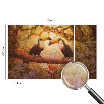 Peel and stick wall mural for living room with a colorful toucan design