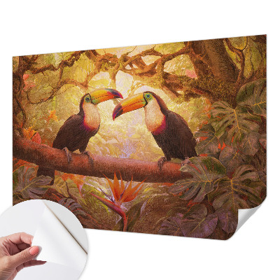 Peel and stick wall mural for living room Colorful toucans