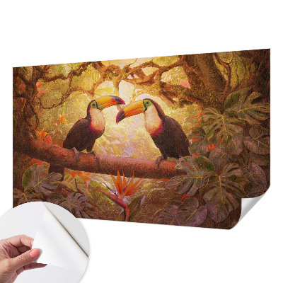 Peel and stick wall mural for living room Colorful toucans