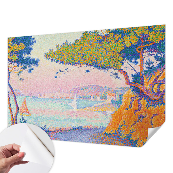 3D wall mural with a colorful landscape design