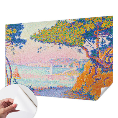 3D wall mural with a colorful landscape design