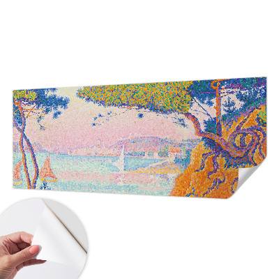 3D wall mural with a colorful landscape design