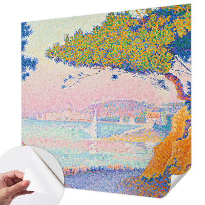 3D wall mural with a colorful landscape design