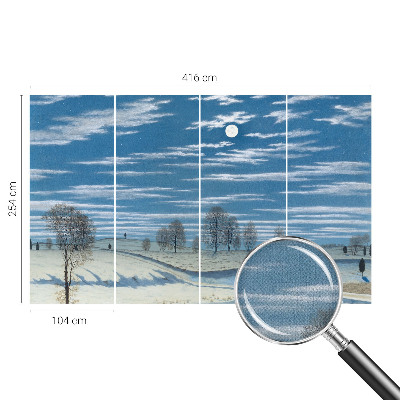 Nursery wall mural with a winter landscape design