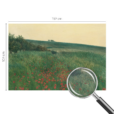 Children's wall mural with a poppy fields design