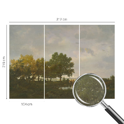 Peel and stick wall mural featuring a forest landscape