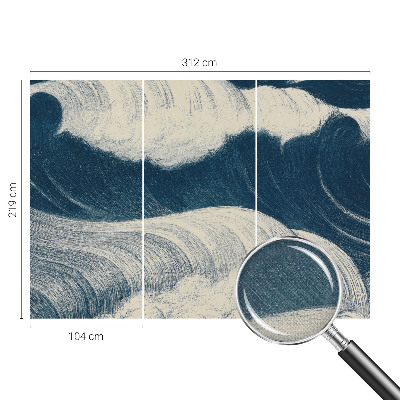 Baby room wall mural with a sea waves design