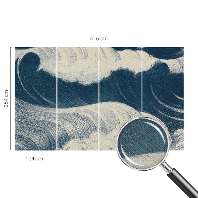 Baby room wall mural with a sea waves design