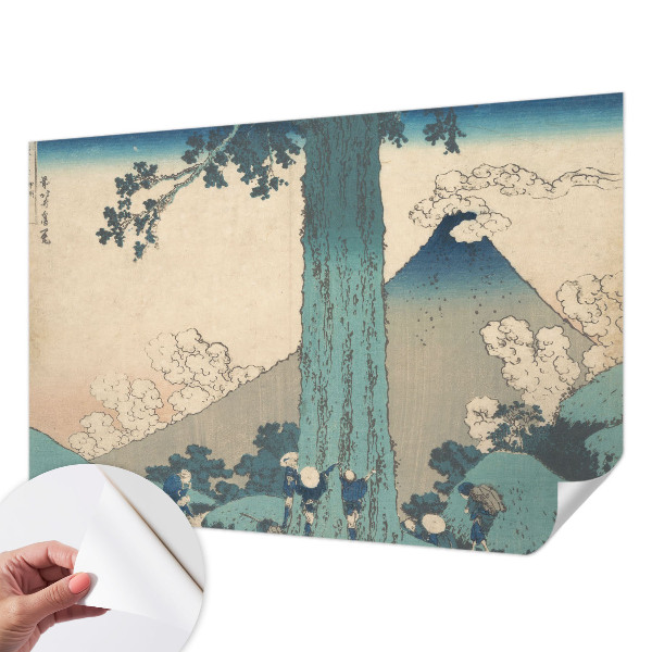 Peel and stick wallpaper mural with a mountain panorama design