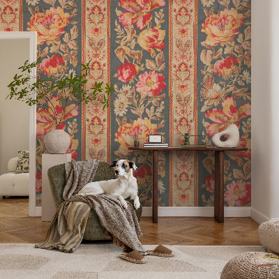 Self-adhesive photo wallpaper with a colorful floral design
