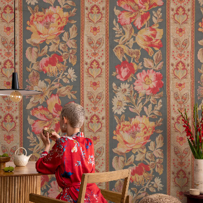 Self-adhesive photo wallpaper with a colorful floral design