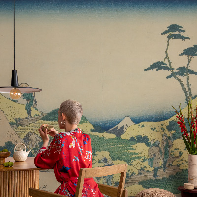 Removable wall mural wallpaper featuring a rural landscape design