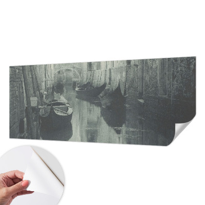 Peel and stick wall mural for bedroom with an old canal scene