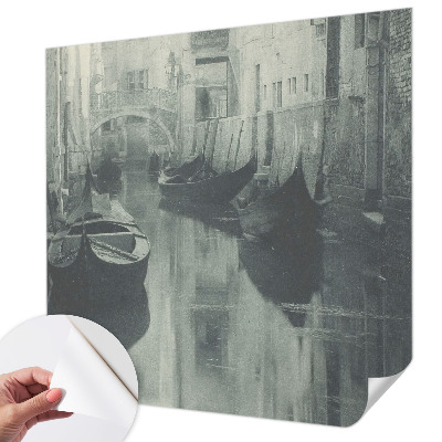 Peel and stick wall mural for bedroom with an old canal scene