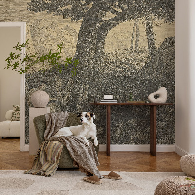 Stick-on wall mural featuring a reading character