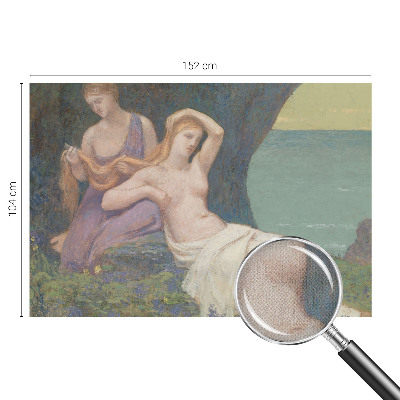 Peel and stick wall mural for living room with a seaside scene