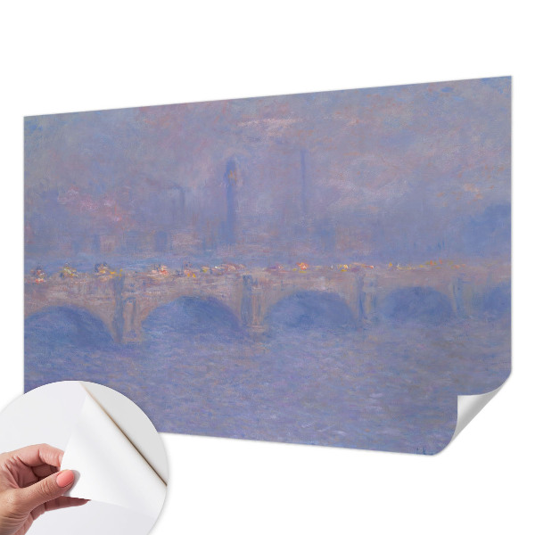 Peel and stick wall mural for kids' room with a blue bridge design