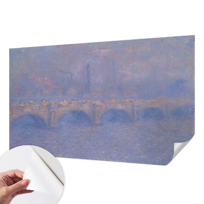 Peel and stick wall mural for kids' room with a blue bridge design