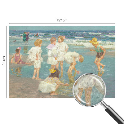 Nursery wall mural with a beach childhood design