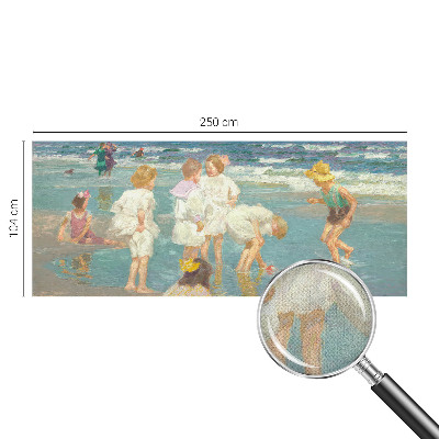 Nursery wall mural with a beach childhood design