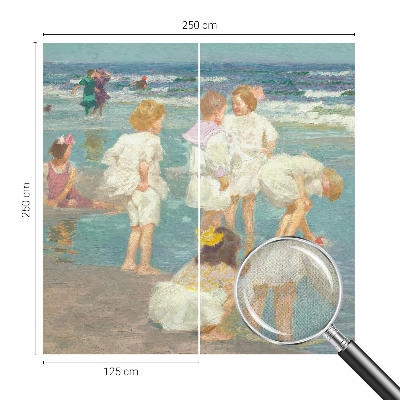 Nursery wall mural with a beach childhood design