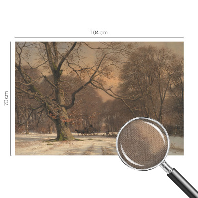 Children's wall mural with a winter landscape design