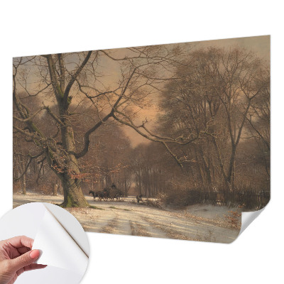 Children's wall mural with a winter landscape design
